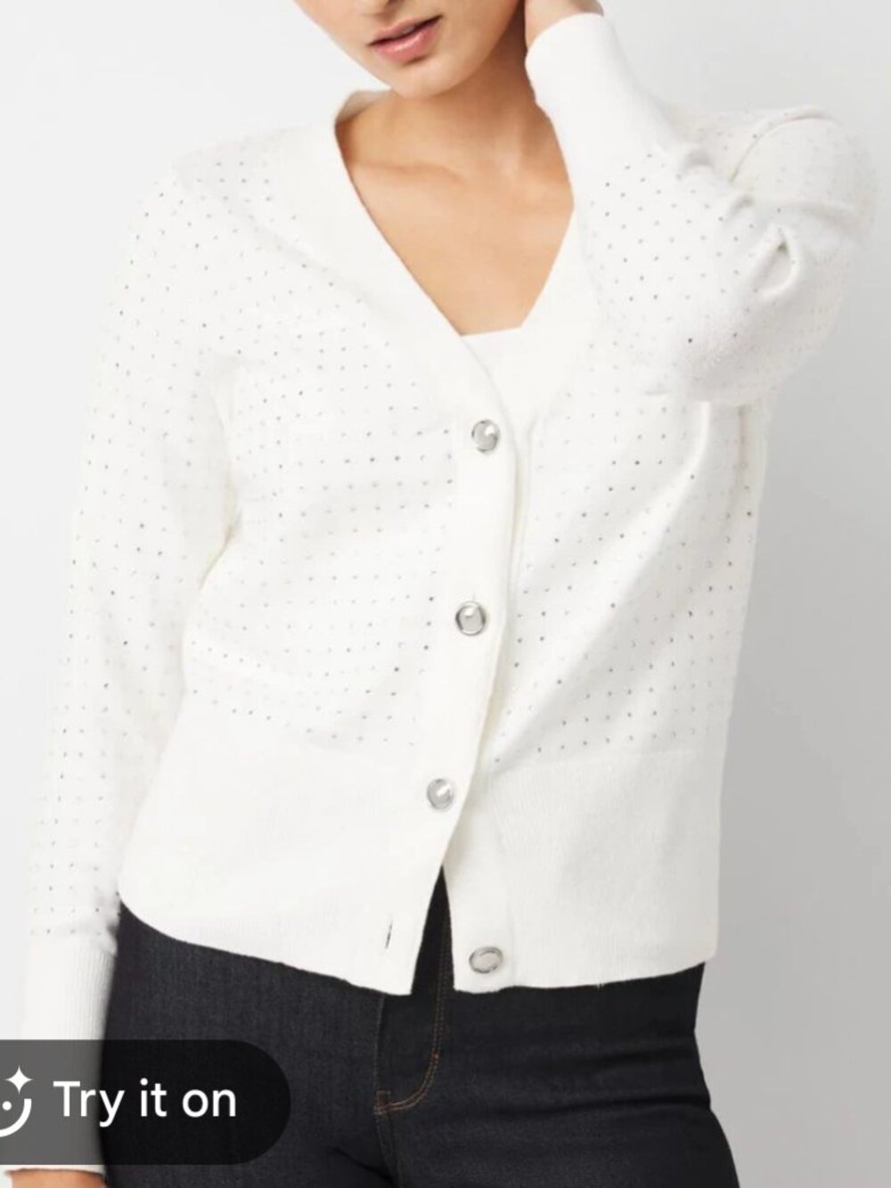nwt white house black market rhinestone covered cardigan sweater s
